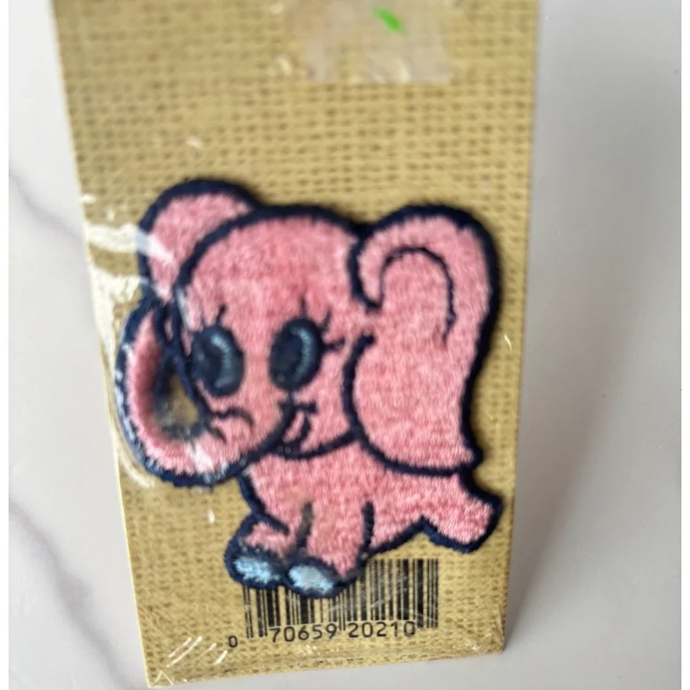 Vintage Wrights Sew On Pink Elephant Applique Patch Embroidered Motif